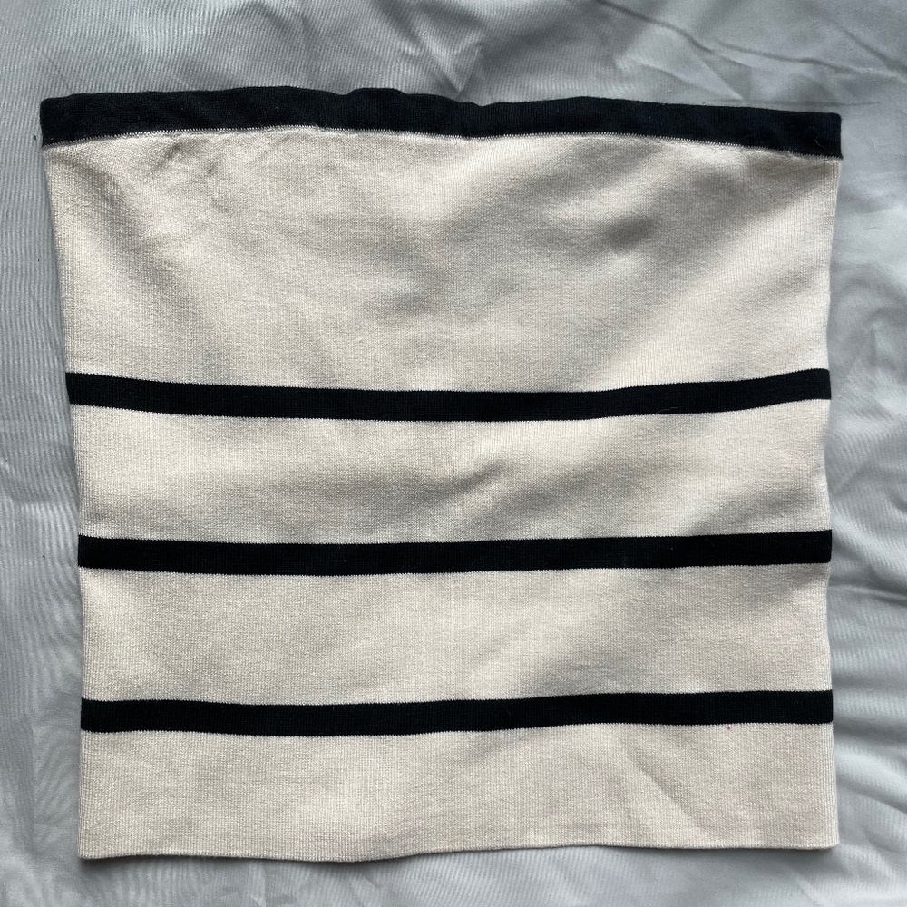 Ralph Lauren silk blend knit tube top - stripe cream and black